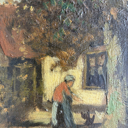 Vintage Landscape Oil Painting "Village Tree" Original Dutch Artwork Holland Art Shop