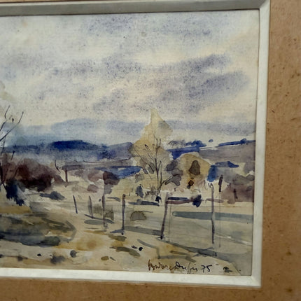 Authentic Landscape Aquarel "Framed Painting" Original Small Art Holland Art Shop