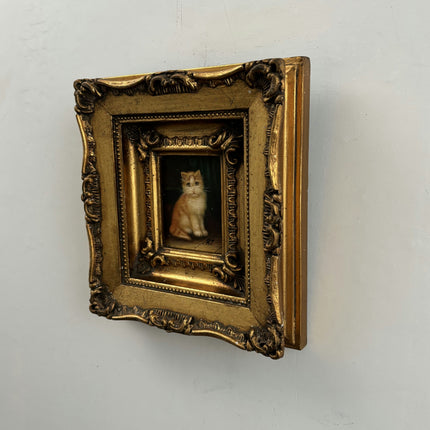 Detailed Animals Oil Painting "Framed Cat" Authentic Small Artwork Holland Art Shop