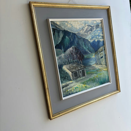Expressive Landscape Oil Painting "Mountain House" Vintage French Art Holland Art Shop