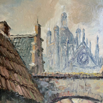 Authentic Cityscape Oil Painting "Narrow Street" Refined Artwork Holland Art Shop