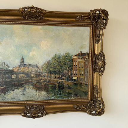 Refined Cityscape Oil Painting "City Canal" Traditional Artwork Holland Art Shop