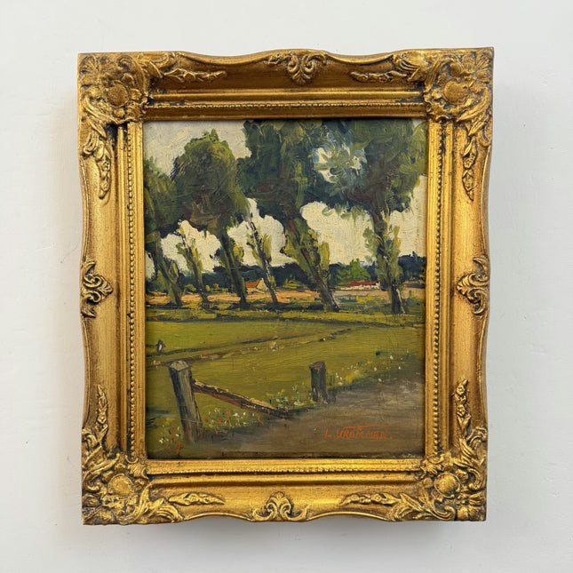 Rustic Landscape Oil Painting "Cracked Bark" Vintage Small Artwork Holland Art Shop
