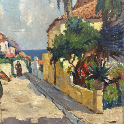 Classic Cityscape Oil Painting "Coastal Path" Vintage Artwork Holland Art Shop