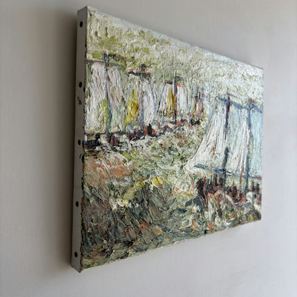 Vintage Seascape Oil Painting "Sailing Boat" Expressive Small Art Holland Art Shop