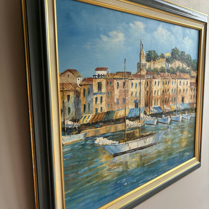 Timeless Harbor Scene Oil Painting "Sailboat Bow" Refined Large Art Holland Art Shop
