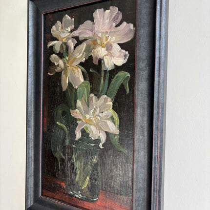 Expressive Oil Painting "White Irises" Handcrafted Artwork Holland Art Shop