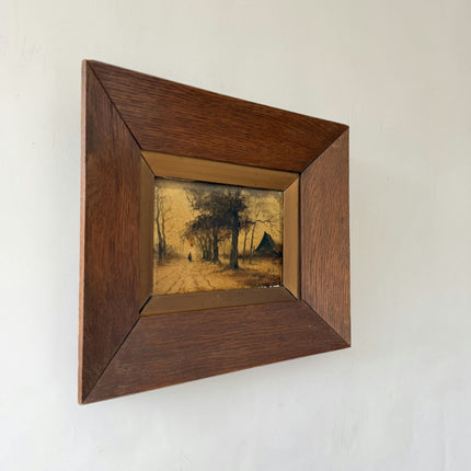 Original Landscape Oil Painting "Wooden Frame" Expressive Small Artwork Holland Art Shop