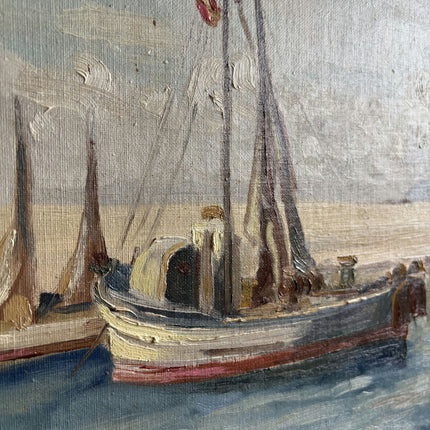 Traditional Harbor Scene Oil Painting "Fishing Boat" Refined Artwork Holland Art Shop
