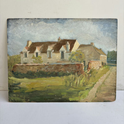 Classic Landscape Oil Painting "Row Houses" Handcrafted Small Artwork Holland Art Shop