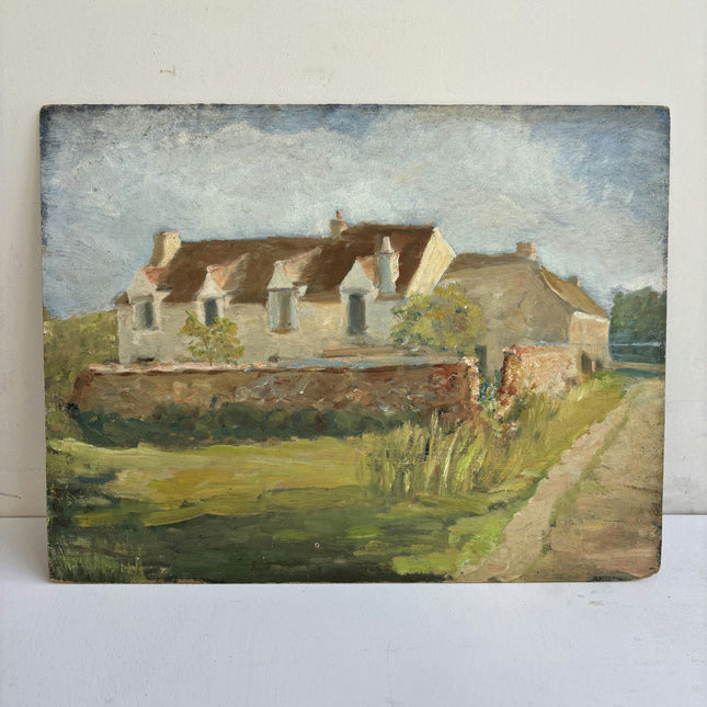 Classic Landscape Oil Painting "Row Houses" Handcrafted Small Artwork Holland Art Shop