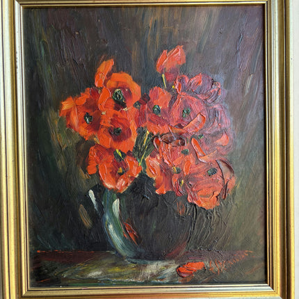 Classic Floral Still Life Oil Painting "Red Bouquet" Vintage Artwork Holland Art Shop
