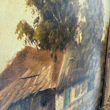 Elegant Landscape Oil Painting "Thatched Cottage" Original Art Holland Art Shop