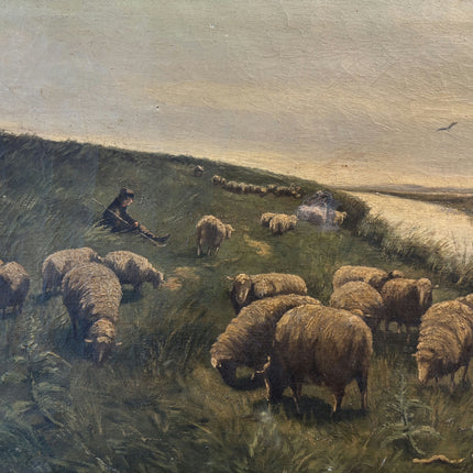 Wonderful Oil Painting Animals "Grazing Sheep" Intriguing Medium Art Holland Art Shop