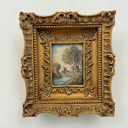 Authentic Landscape Oil Painting "Gilded Frame" Rustic Small Artwork Holland Art Shop