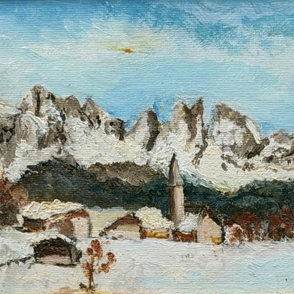 Timeless Winter Landscape Oil Painting "Snow Village" Rustic Small Art Holland Art Shop
