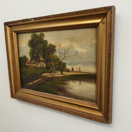 Timeless Landscape Oil Painting "Thatched Cottage" Authentic Artwork Holland Art Shop