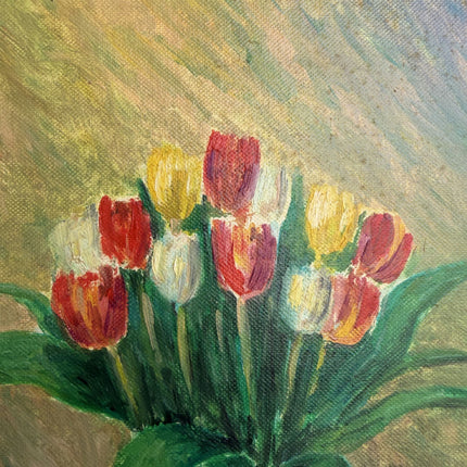 Original Floral Still Life Oil Painting "Tulip Vase" Refined Artwork Holland Art Shop