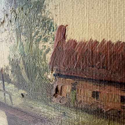 Expressive Landscape Oil Painting "Thatched Cottage" Handcrafted Small Art Holland Art Shop