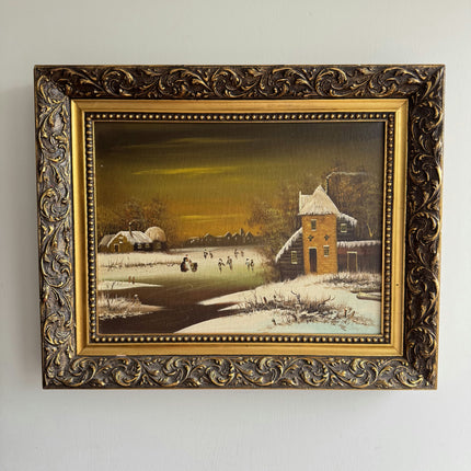 Authentic Winter Landscape Oil Painting "Framed Painting" Expressive Art Holland Art Shop