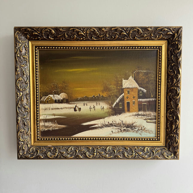 Authentic Winter Landscape Oil Painting "Framed Painting" Expressive Art Holland Art Shop