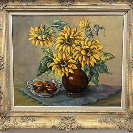 Expressive Floral Still Life Oil Painting "Sunflower Bouquet" Detailed Large Art Holland Art Shop