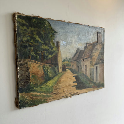 Detailed Cityscape Oil Painting "Thatched Roof" Original Art Holland Art Shop