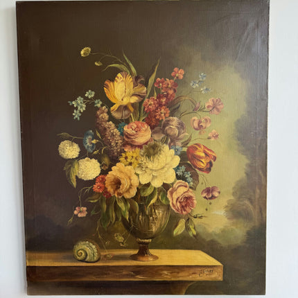 Classic Floral Still Life Oil Painting "Flower Vase" Vintage Large Art Holland Art Shop