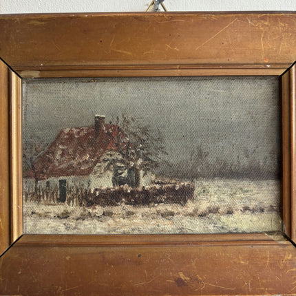 Elegant Winter Landscape Oil Painting "Gilded Frame" Traditional Small Art Holland Art Shop