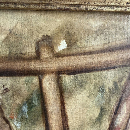 Rustic Religious  Oil Painting "Crucified Figure" Expressive Art Holland Art Shop