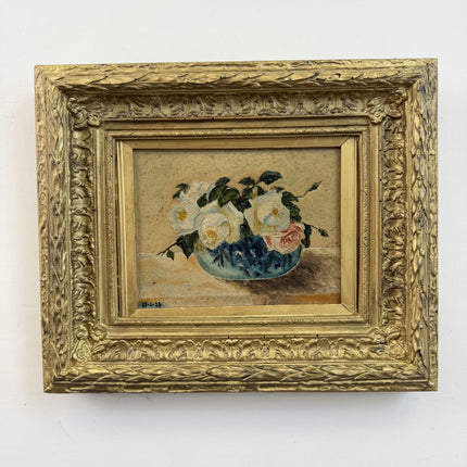 Authentic Floral Still Life Oil Painting "Gilded Frame" Small Artwork Holland Art Shop