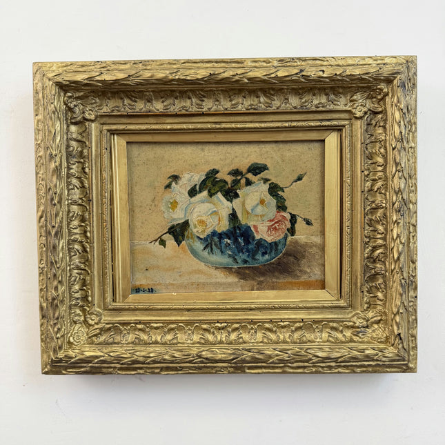 Authentic Floral Still Life Oil Painting "Gilded Frame" Small Artwork Holland Art Shop