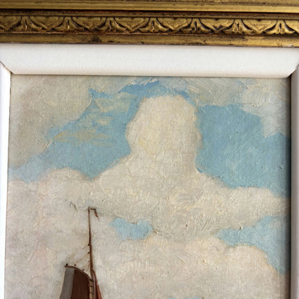 Handcrafted Harbor Scene Oil Painting "Ornate Frame" Traditional Artwork Holland Art Shop