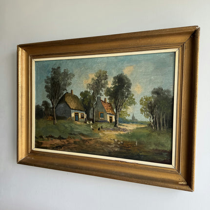 Refined Landscape Oil Painting "Thatched Cottage" Handcrafted Large Art Holland Art Shop