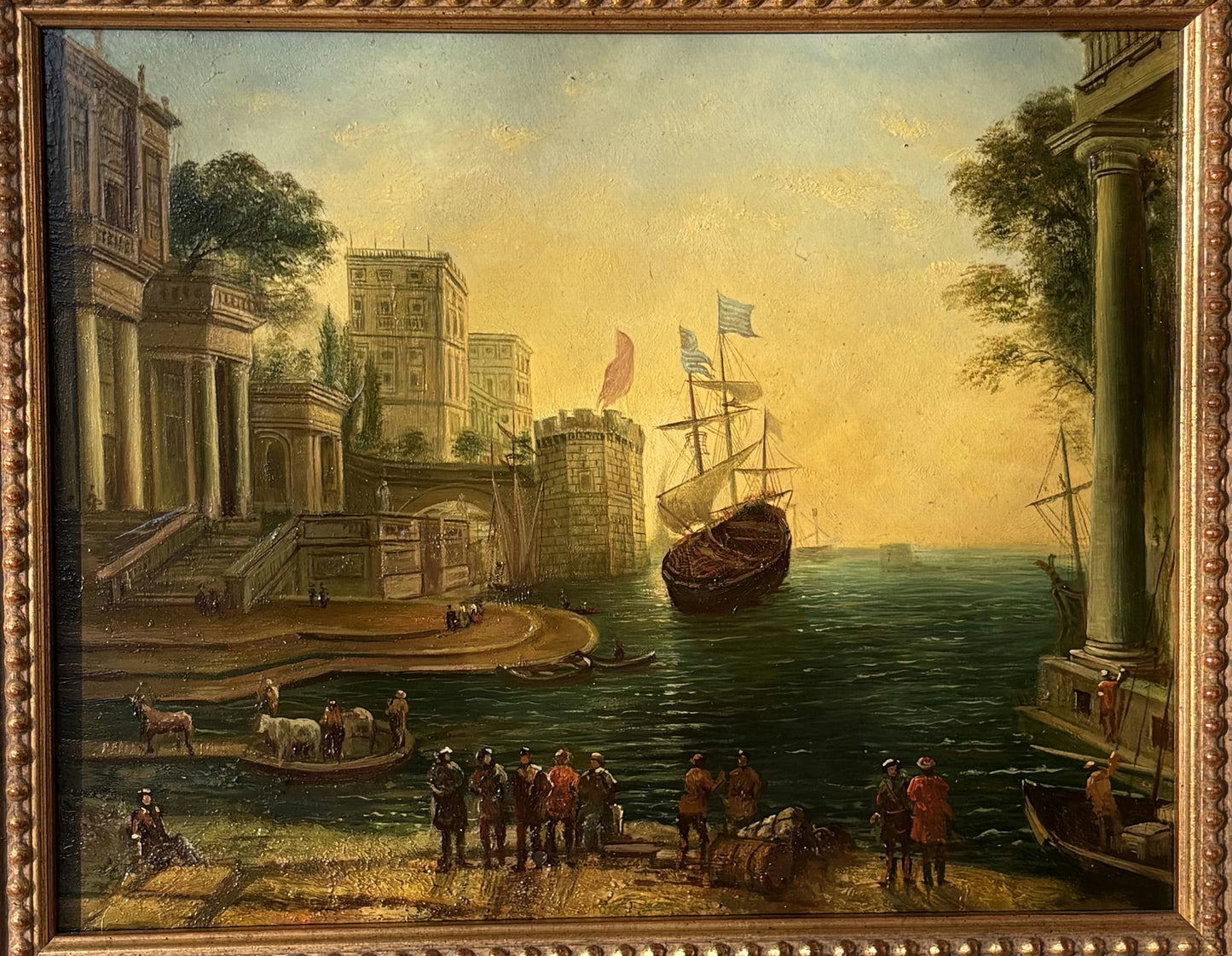 Fine Oil Painting Harbor Scene "Harbor Scene" Figurative French Artwork