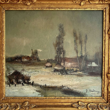 Classic Winter Landscape Oil Painting "Gilded Frame" Traditional Belgique Art Holland Art Shop