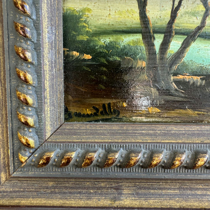 Elegant Landscape Oil Painting "Ornate Frame" Handcrafted Small Artwork Holland Art Shop
