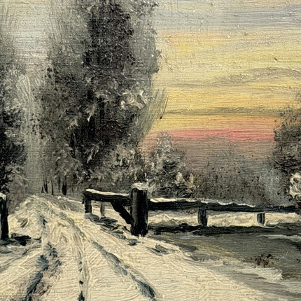 Traditional Landscape Oil Painting "Snowy Road" Detailed Artwork Holland Art Shop