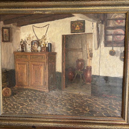 Original Interior Oil Painting "Wooden Cabinet" Handcrafted Large Art Holland Art Shop