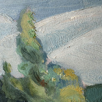 Vintage Landscape Oil Painting "Purple Cone" Original Small Art Holland Art Shop