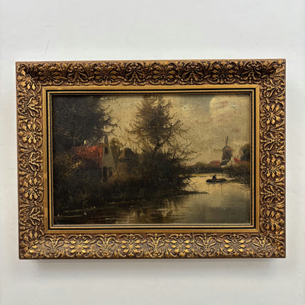 Elegant Landscape Oil Painting "Gilded Frame" Original Small Art Holland Art Shop