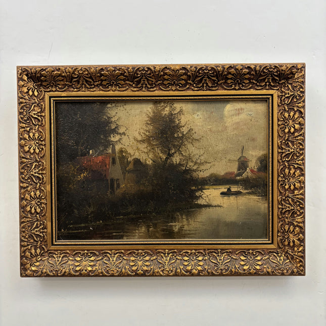 Elegant Landscape Oil Painting "Gilded Frame" Original Small Art Holland Art Shop