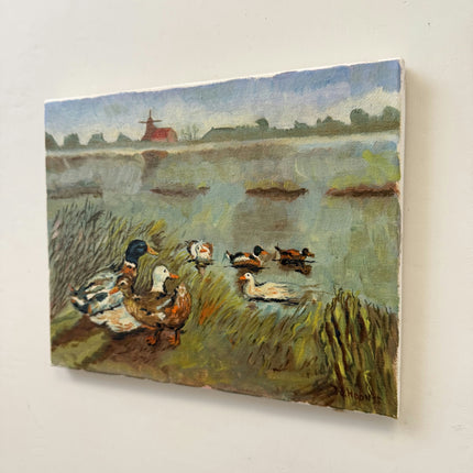 Classic Animals Oil Painting "Group Ducks" Detailed Small Art Holland Art Shop
