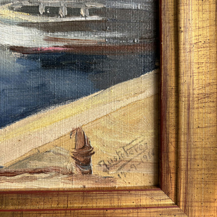 Traditional Harbor Scene Oil Painting "Fishing Boat" Refined Artwork Holland Art Shop