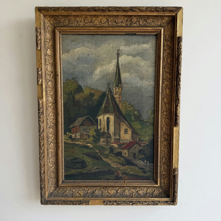 Elegant Landscape Oil Painting "Village Church" Original Art Holland Art Shop