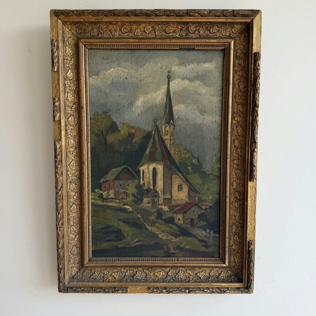 Elegant Landscape Oil Painting "Village Church" Original Art Holland Art Shop