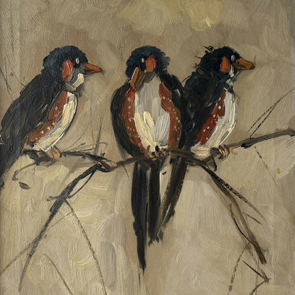 Traditional Animals Oil Painting "Three Birds" Authentic Art Holland Art Shop