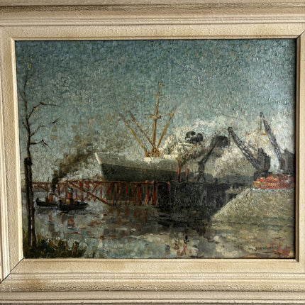 Authentic Harbor Scene Oil Painting "Fishing Boat" Detailed Dutch Artwork Holland Art Shop