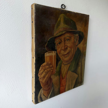 Vintage Portrait Oil Painting "Smiling Man" Traditional Small Art Holland Art Shop
