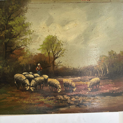 Elegant Animals Oil Painting "Sheep Herd" Expressive Small Art Holland Art Shop
